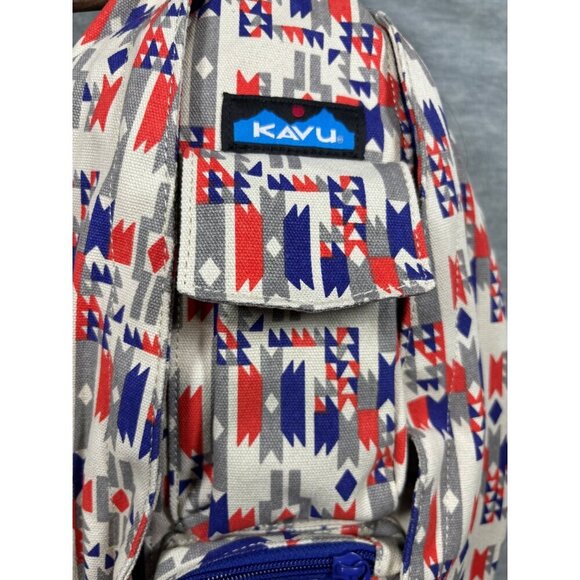 Kavu Rope Sling Bag Aztec Print Canvas Crossbody Backpack Adjustable‎ Strap - Picture 2 of 7
